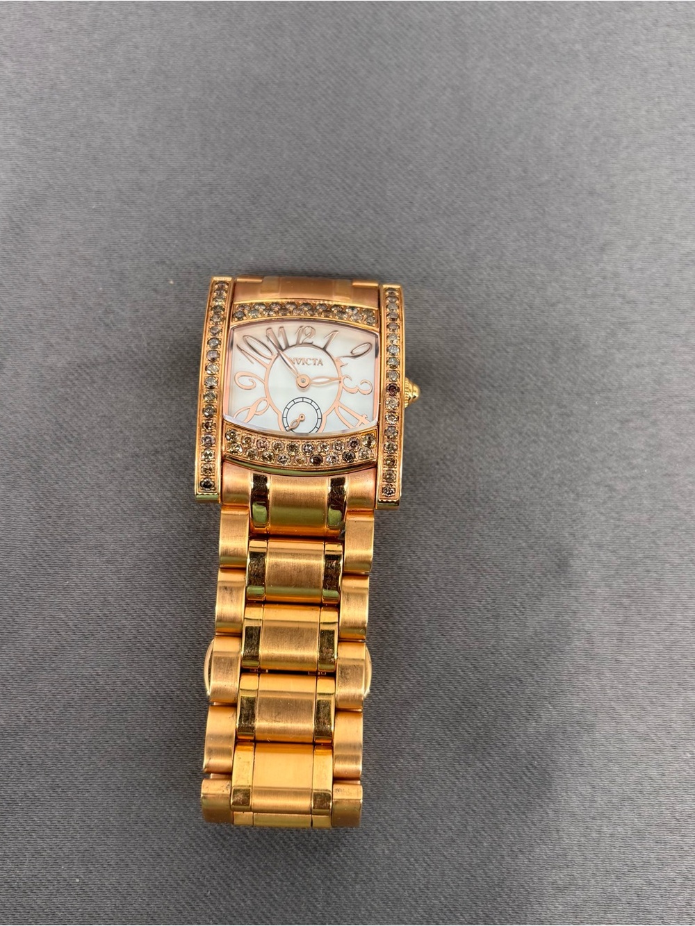 Invicta Women's Rose Gold Crystal-Trim Bracelet Watch with Mother-of-Pearl Dial